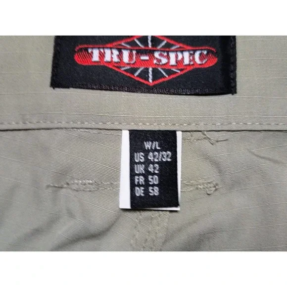 Tru SPEC Pants Mens 42x32 Beige Cargo Straight Leg Rigid Work Flap Pockets - Picture 4 of 9